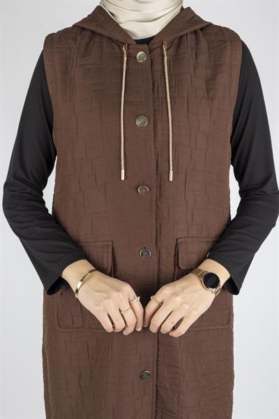 Ottoman Büyük Beden Kapitone Yelek Kahve OTW4032