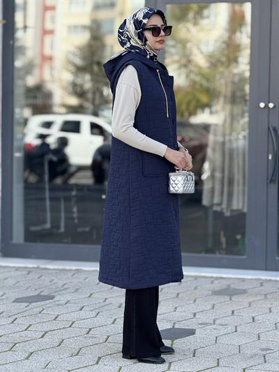 Ottoman Büyük Beden Kapitone Yelek Lacivert OTW4032