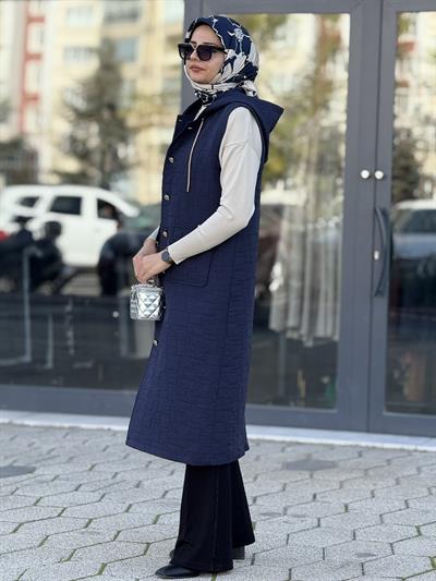 Ottoman Büyük Beden Kapitone Yelek Lacivert OTW4032