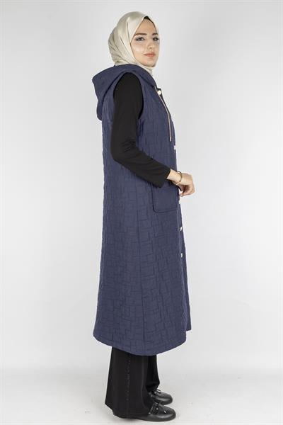 Ottoman Büyük Beden Kapitone Yelek Lacivert OTW4032