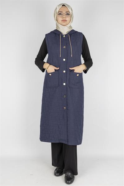 Ottoman Büyük Beden Kapitone Yelek Lacivert OTW4032