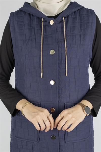 Ottoman Büyük Beden Kapitone Yelek Lacivert OTW4032