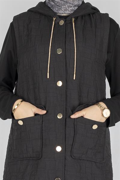 Ottoman Büyük Beden Kapitone Yelek Siyah OTW4032