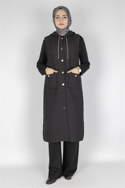 Ottoman Büyük Beden Kapitone Yelek Siyah OTW4032