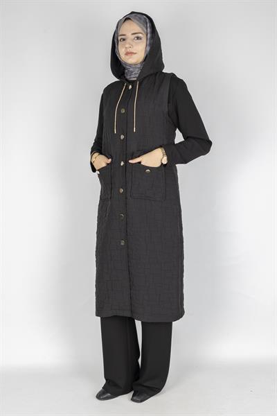 Ottoman Büyük Beden Kapitone Yelek Siyah OTW4032