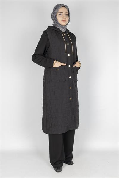 Ottoman Büyük Beden Kapitone Yelek Siyah OTW4032