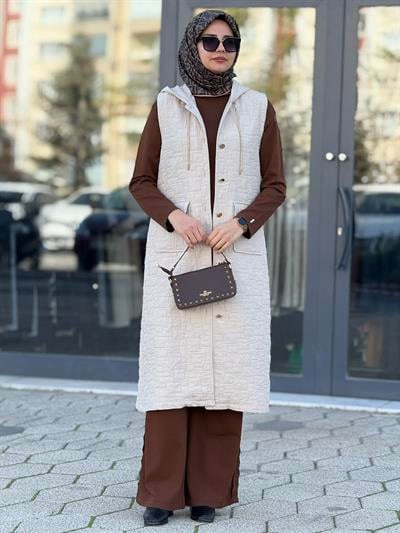 Ottoman Büyük Beden Kapitone Yelek Taş OTW4032