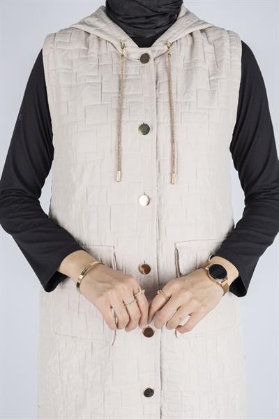 Ottoman Büyük Beden Kapitone Yelek Taş OTW4032