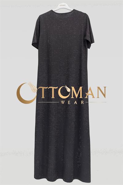 Ottoman Büyük Beden Pamuk Penye İçlik Elbise Siyah OTW2181