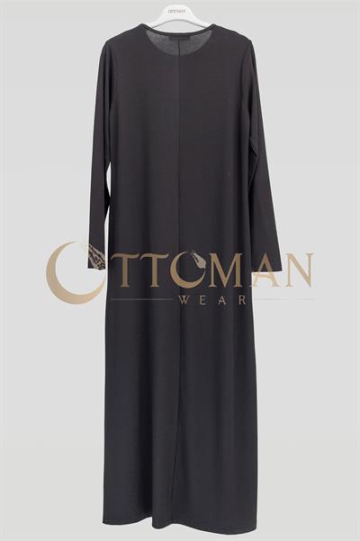 Ottoman Büyük Beden Pamuk Penye İçlik Elbise Siyah OTW2180