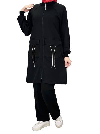 Ottoman Büyük Beden Pantolonlu Takım Siyah OTW2100