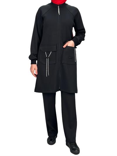 Ottoman Büyük Beden Pantolonlu Takım Siyah OTW2100