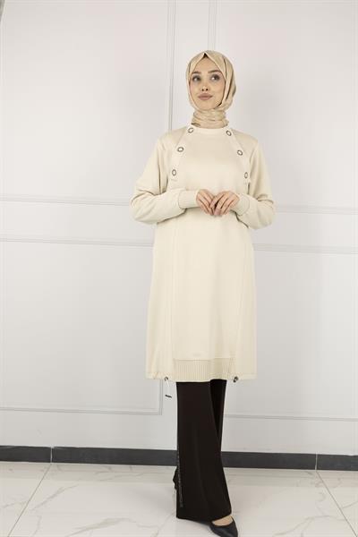 Ottoman Büyük Beden Ribanalı Tunik Taş OTW2140
