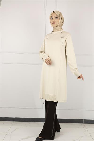 Ottoman Büyük Beden Ribanalı Tunik Taş OTW2140