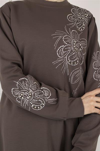 Ottoman Büyük Beden Tunik Kahve OTW2126