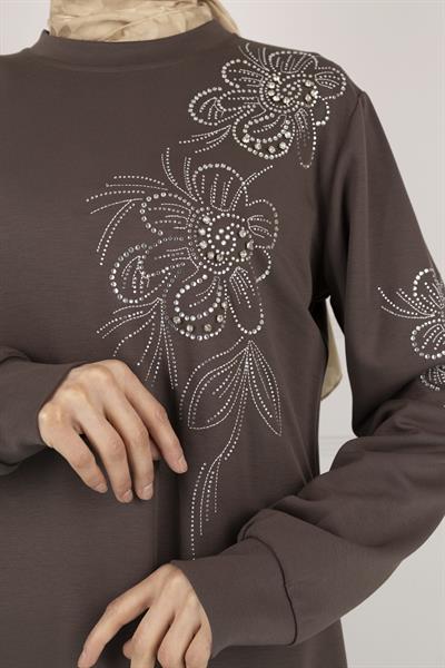 Ottoman Büyük Beden Tunik Kahve OTW2126