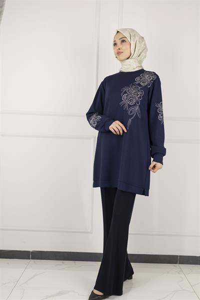 Ottoman Büyük Beden Tunik Lacivert OTW2126