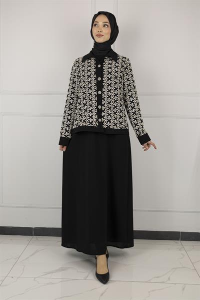 OTTOMAN GÜPÜR CEKETLİ ELBİSE Siyah OTW2161