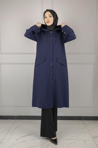 OTTOMAN Kapüşonlu Spor Kap Lacivert OTW5179