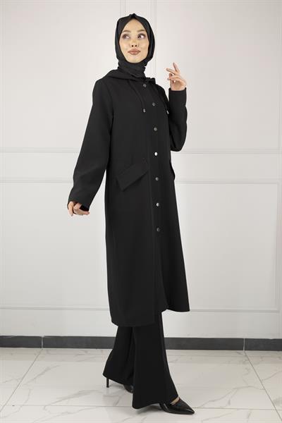 OTTOMAN Kapüşonlu Spor Kap Siyah OTW5179