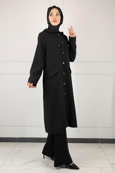 OTTOMAN Kapüşonlu Spor Kap Siyah OTW5179