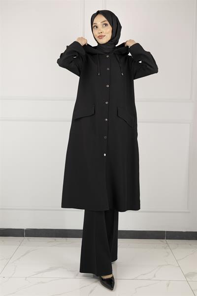 OTTOMAN Kapüşonlu Spor Kap Siyah OTW5179