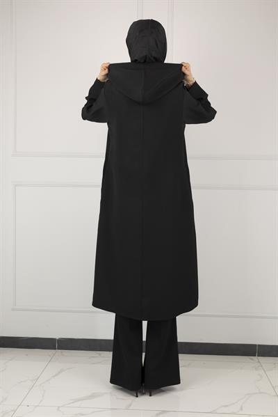 OTTOMAN Kapüşonlu Spor Kap Siyah OTW5179