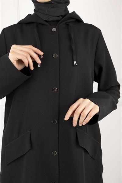 OTTOMAN Kapüşonlu Spor Kap Siyah OTW5179