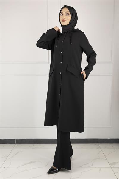 OTTOMAN Kapüşonlu Spor Kap Siyah OTW5179