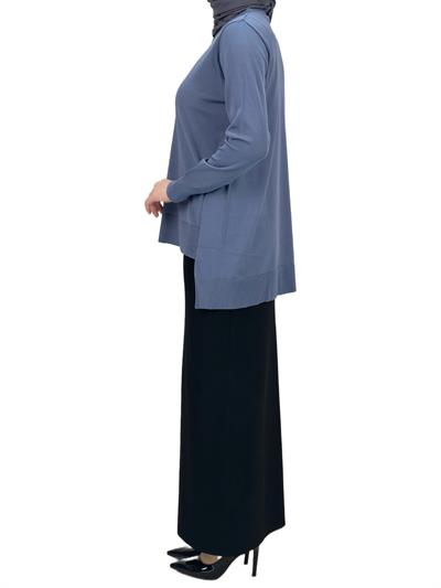OTW1666 Merserize Triko Bluz İndigo