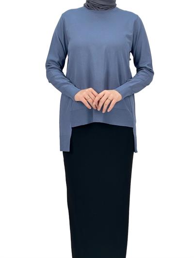 OTW1666 Merserize Triko Bluz İndigo