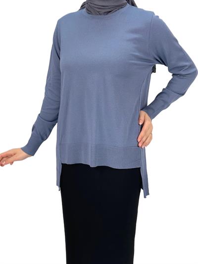 OTW1666 Merserize Triko Bluz İndigo
