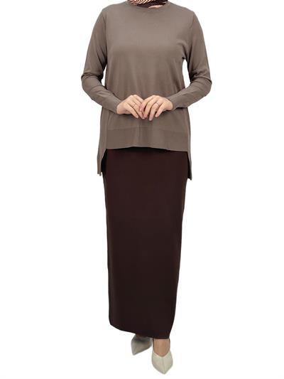 OTW1666 Merserize Triko Bluz Vizon