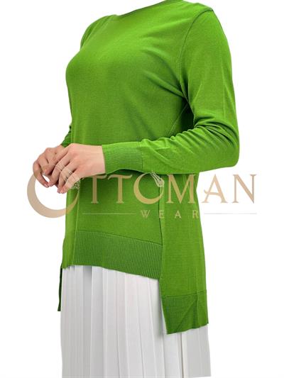 OTW1666 Merserize Triko Bluz Yeşil