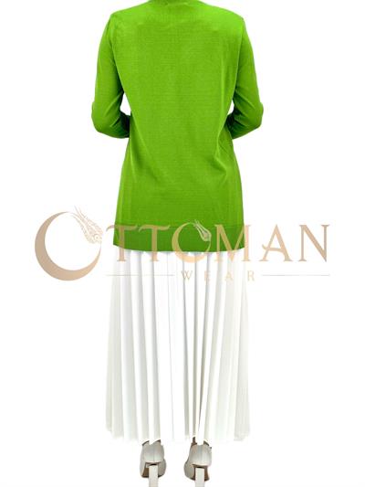 OTW1666 Merserize Triko Bluz Yeşil