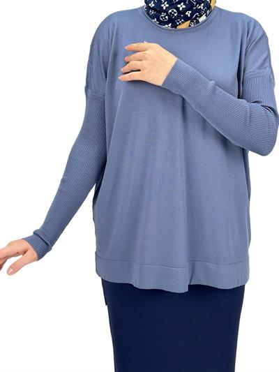 OTW1929 Merserize Triko Bluz İndigo