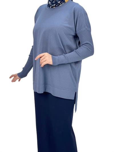 OTW1929 Merserize Triko Bluz İndigo