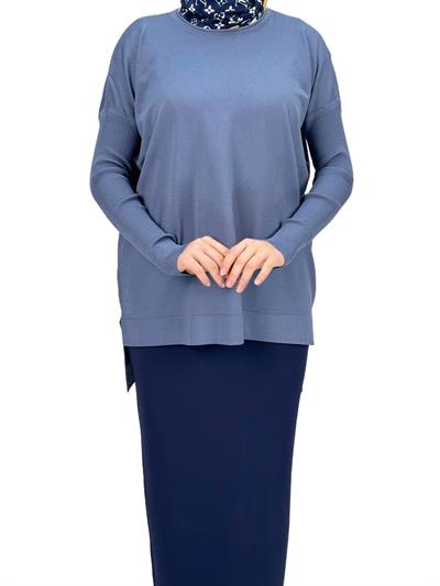 OTW1929 Merserize Triko Bluz İndigo