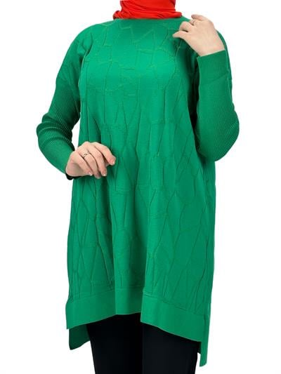 OTW2024 Kabartma Desenli Merserize Triko Tunik Benetton