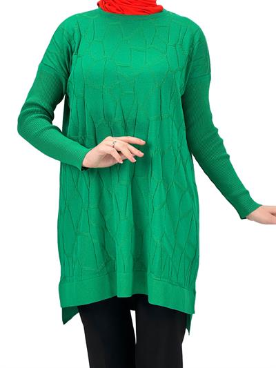 OTW2024 Kabartma Desenli Merserize Triko Tunik Benetton