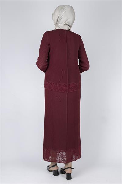 OTW24815 İthal Büyük Beden Ceketli Elbise Kırmızı