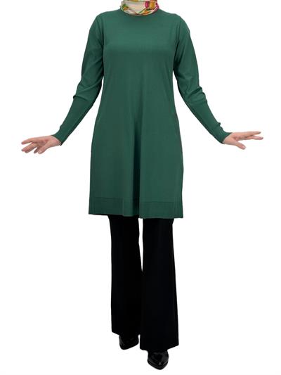 OTW2769-2 Kolları Düğmeli Merserize Triko Tunik Nefti