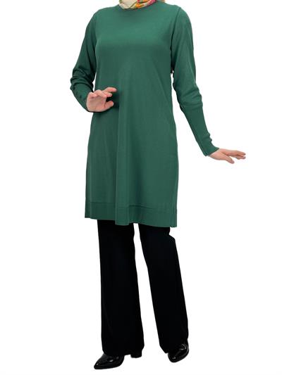 OTW2769-2 Kolları Düğmeli Merserize Triko Tunik Nefti