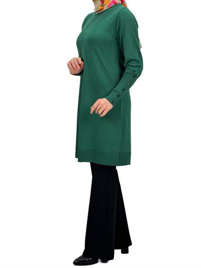 OTW2769-2 Kolları Düğmeli Merserize Triko Tunik Nefti