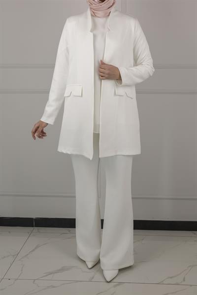 OTW5180 OTTOMAN ASTARSIZ BLAZER CEKET Ekru