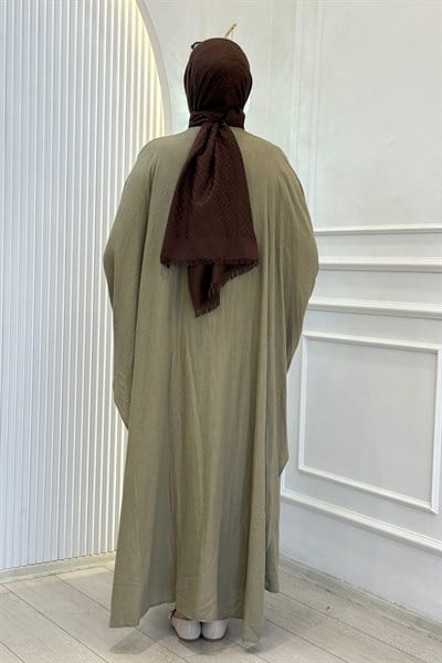 Oversize Tesettür Abaya Takım Haki OTW9835
