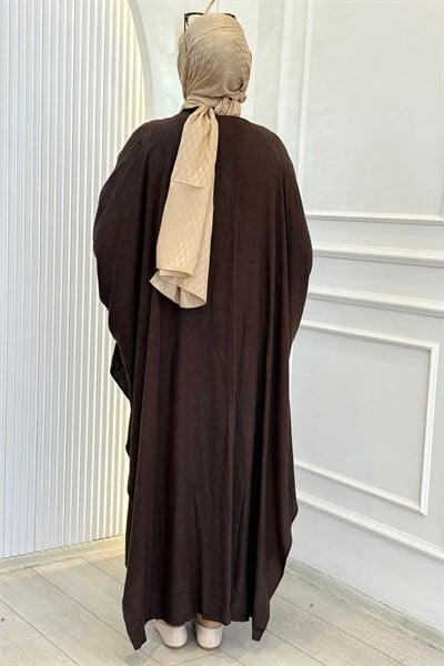 Oversize Tesettür Abaya Takım Kahve OTW9835
