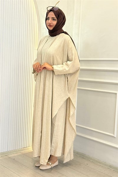 Oversize Tesettür Abaya Takım Taş OTW9835