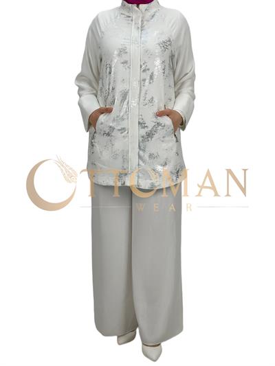 Pantolonlu Takım Ekru OTW8397