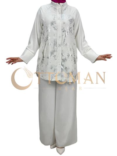Pantolonlu Takım Ekru OTW8397